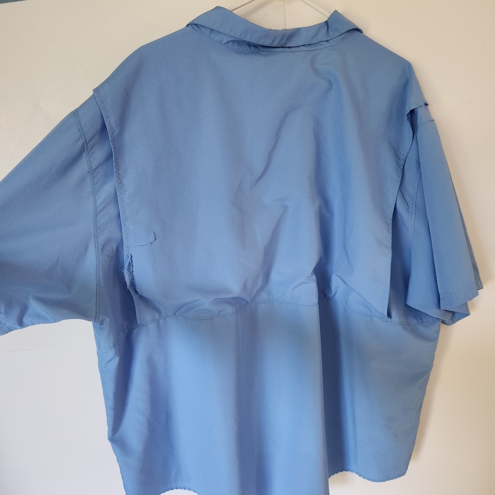 UNC Tar Heels Columbia-Style Fishing Shirt 2XL ProEdge Vented Light Blue - Picture 8 of 12